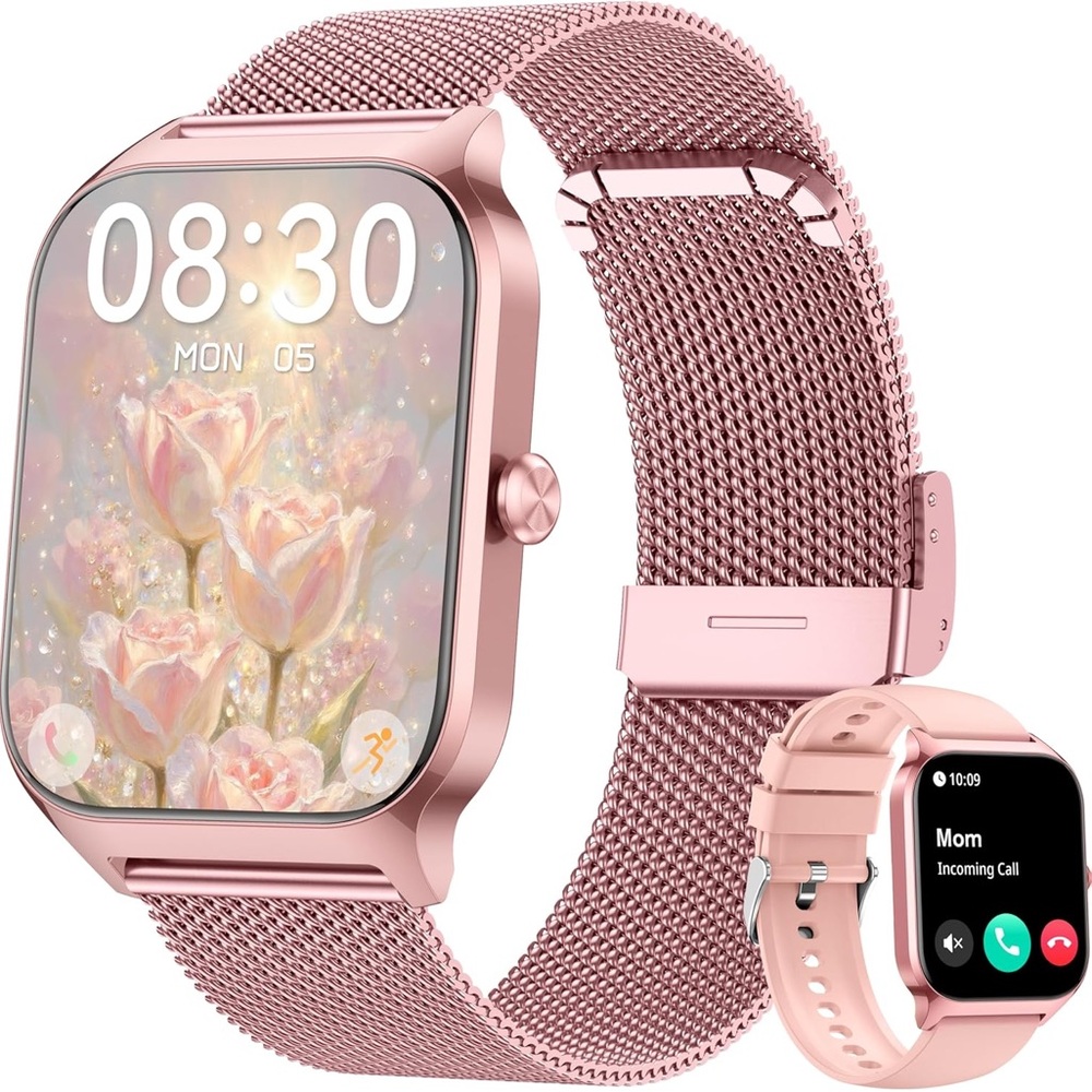 Smartwatch with Pink Mesh Band